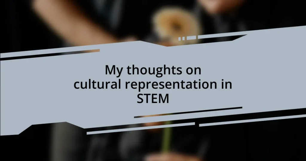 My thoughts on cultural representation in STEM