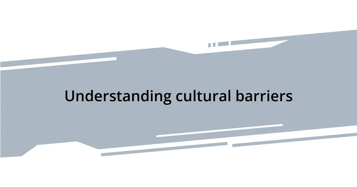 Understanding cultural barriers