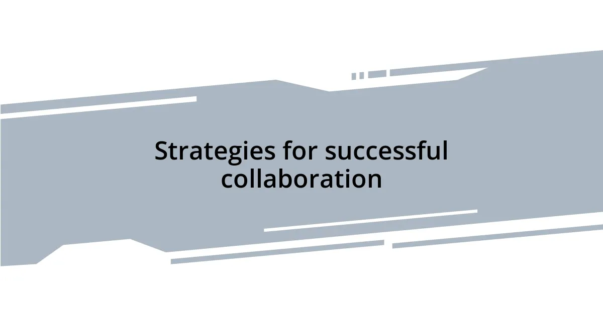 Strategies for successful collaboration