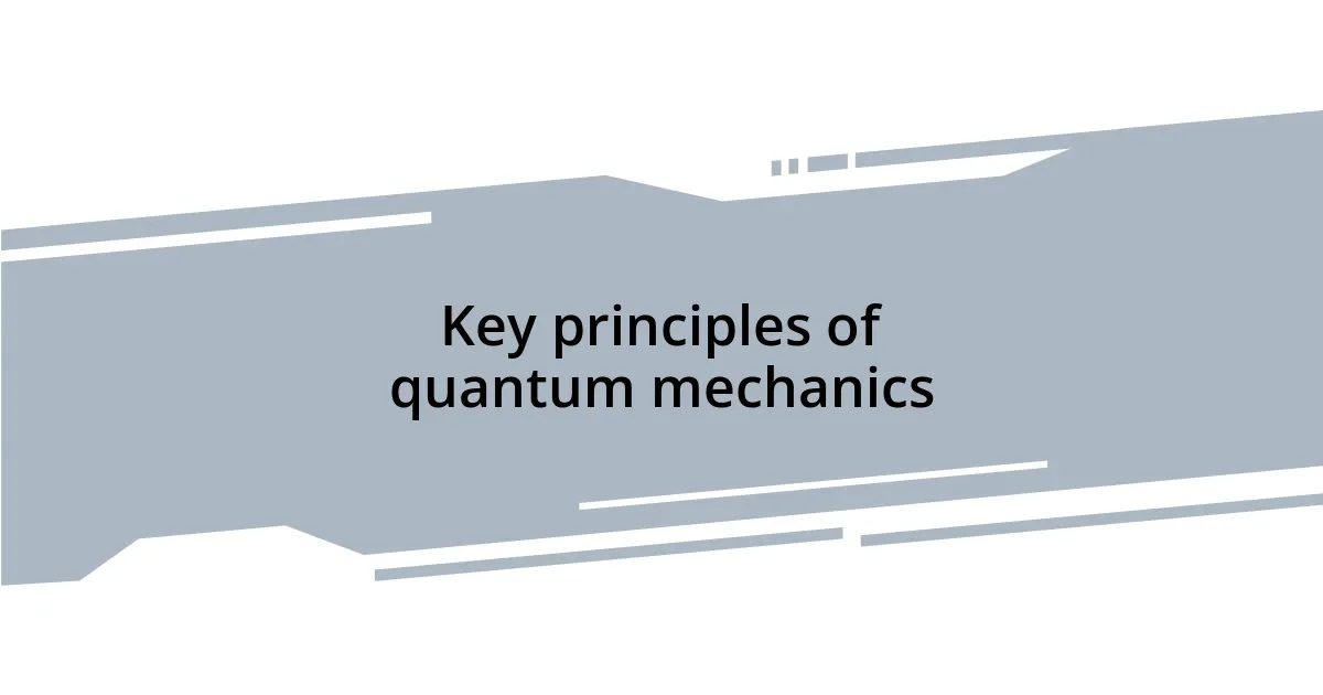 Key principles of quantum mechanics